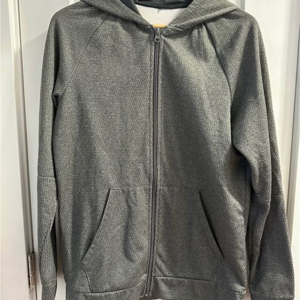 Gray Zip-Up Hooded Sweatshirt
